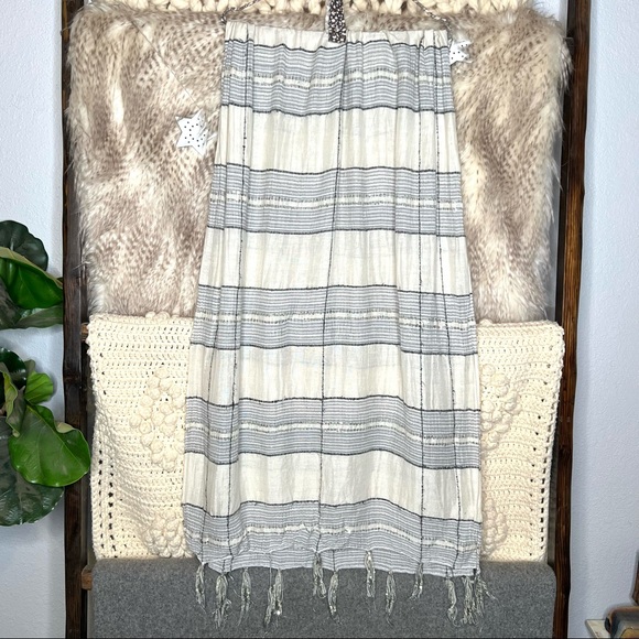 Abercrombie & Fitch Striped Tassel Scarf with Sequins - Picture 2 of 3